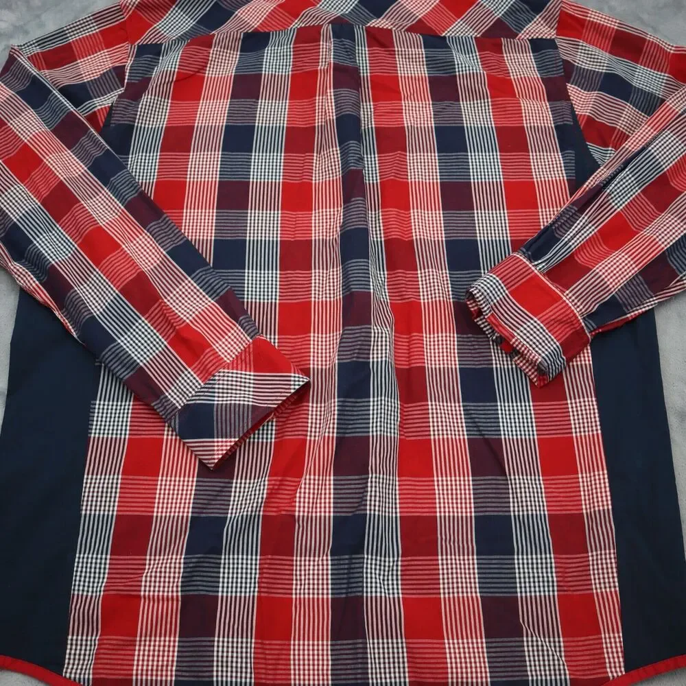 Rocksmith Shirt Men 3XL Red Black Plaid Long Sleeve Button Up Collared Color Blk